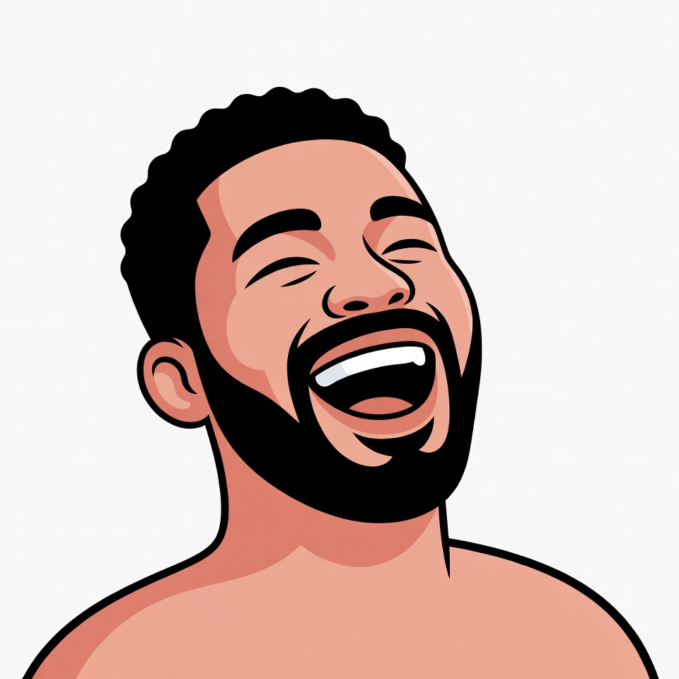 African-American man laughing illustration African-American man laughing illustration