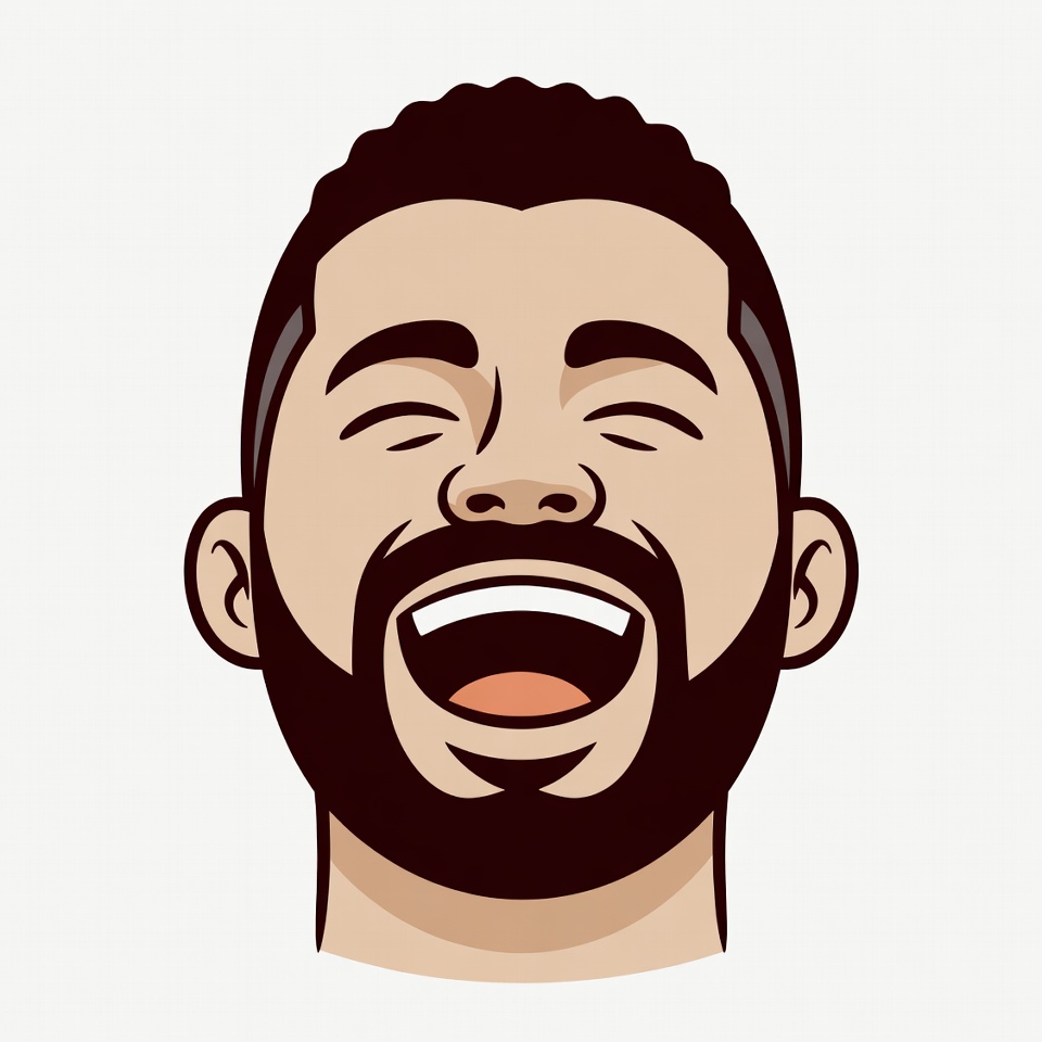 African-American man laughing illustration African-American man laughing illustration