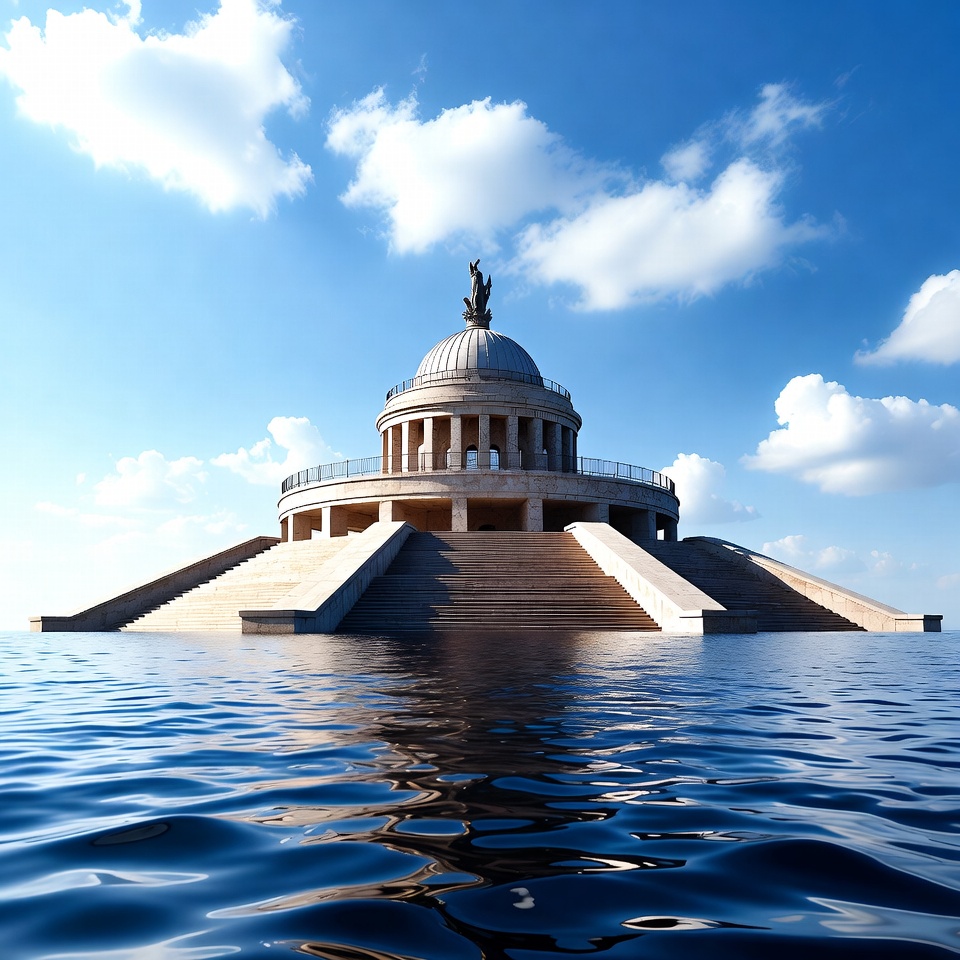 Domed Temple Floating on Water Domed Temple Floating on Water