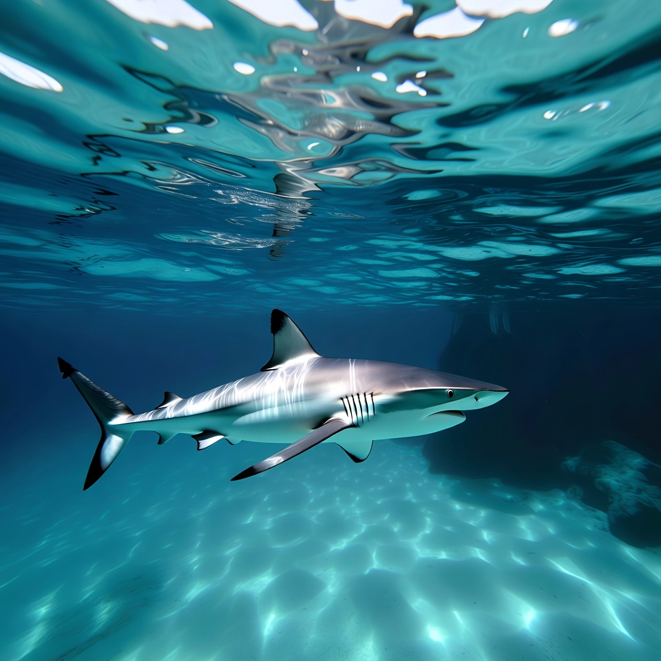 Blacktip shark swimming underwater Blacktip shark swimming underwater