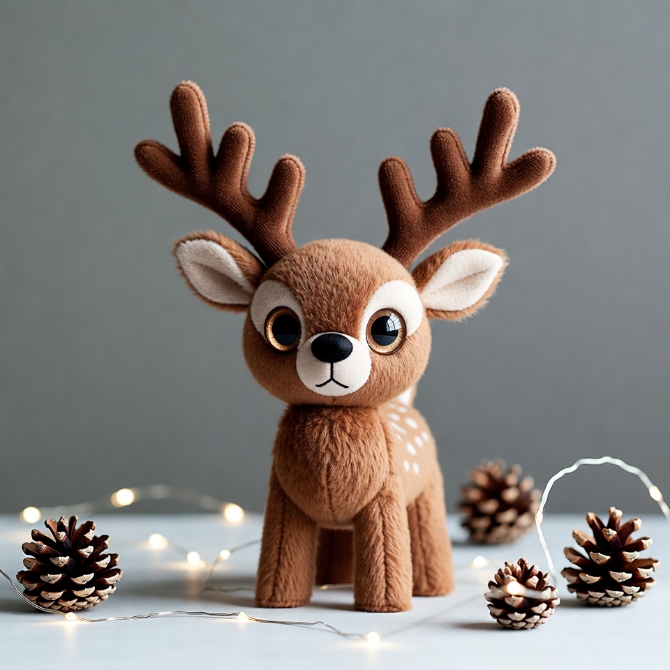 Cute plush reindeer with pinecones Cute plush reindeer with pinecones