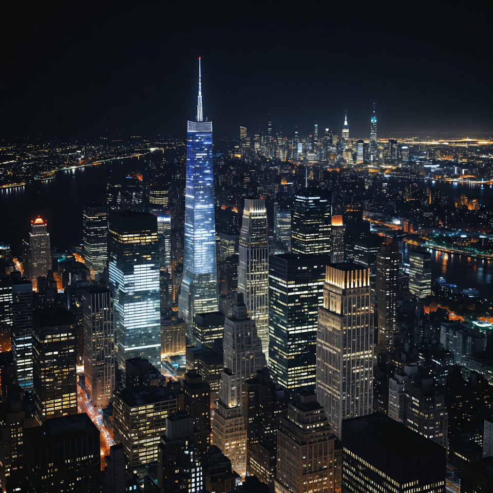 One World Trade Center Night Skyline One World Trade Center Night Skyline