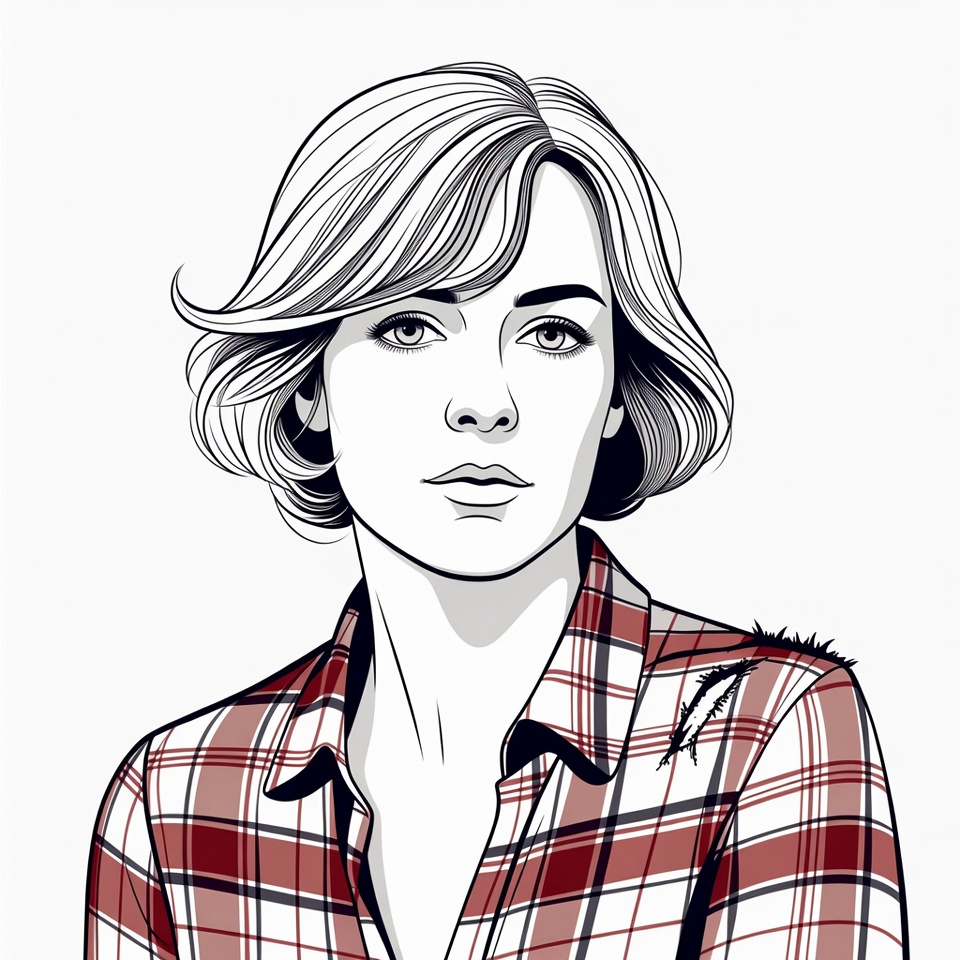 Woman in plaid shirt illustration Woman in plaid shirt illustration