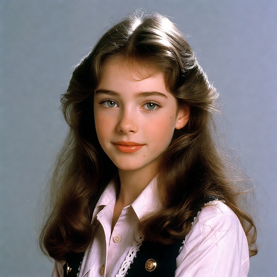 Young woman with 1980s feathered hair Young woman with 1980s feathered hair