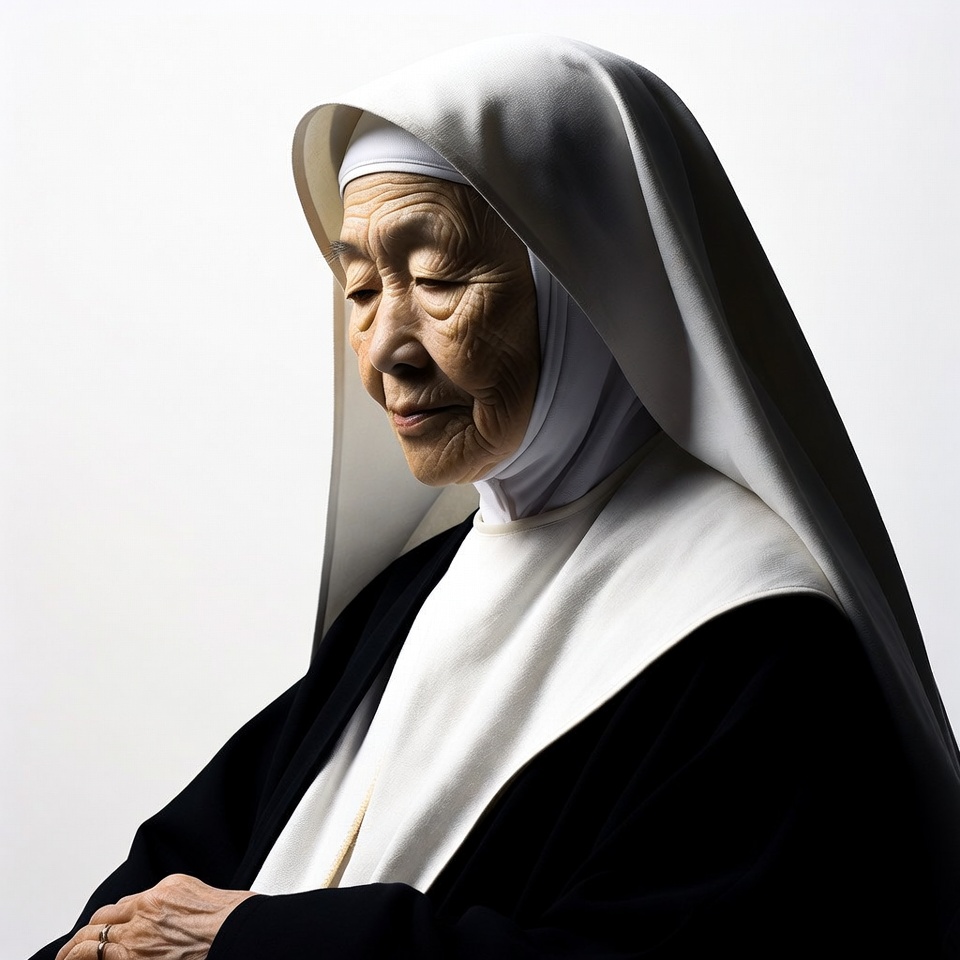 Elderly Asian nun in habit Elderly Asian nun in habit