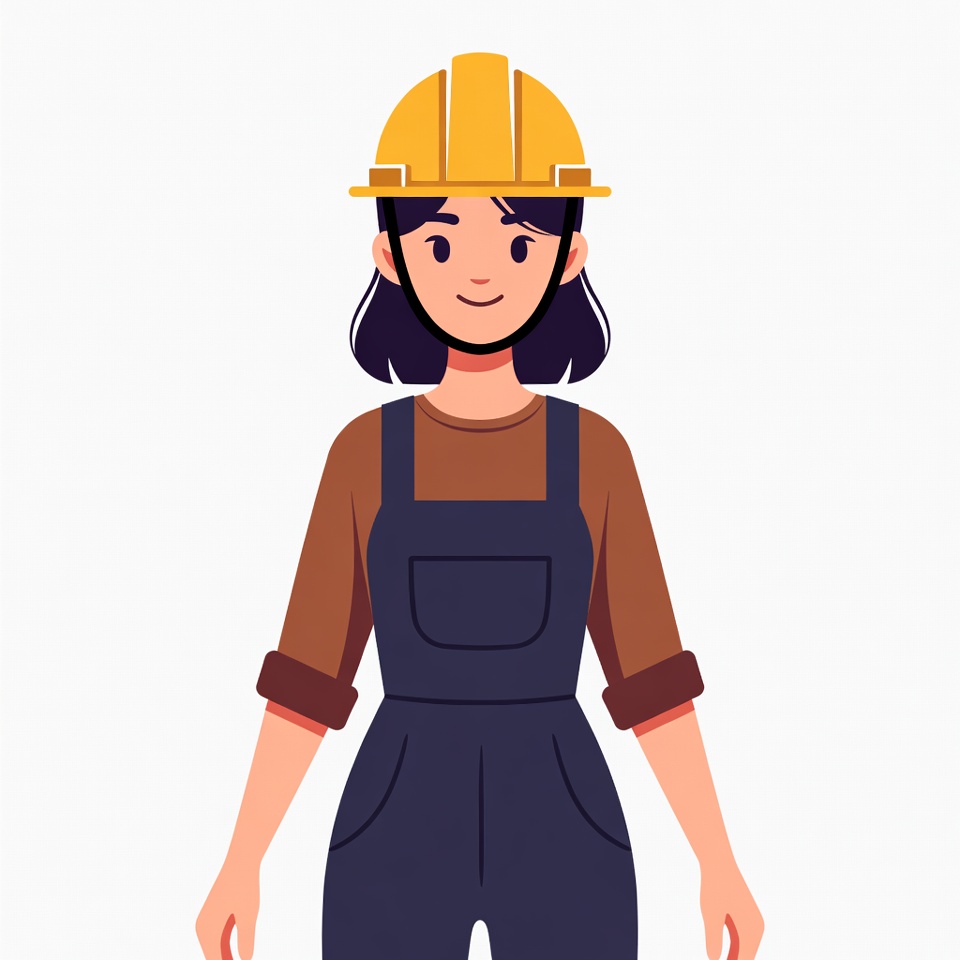 Female construction worker in overalls Female construction worker in overalls