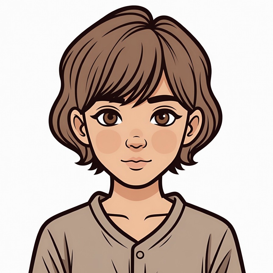 Cartoon girl with brown hair Cartoon girl with brown hair