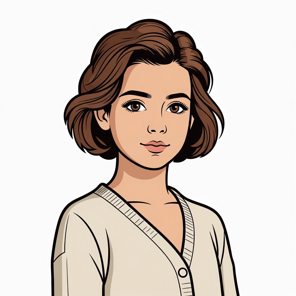 Young woman in white cardigan Young woman in white cardigan