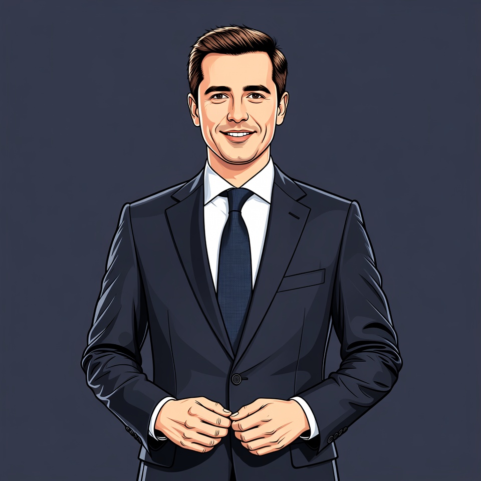 Smiling man in navy suit Smiling man in navy suit