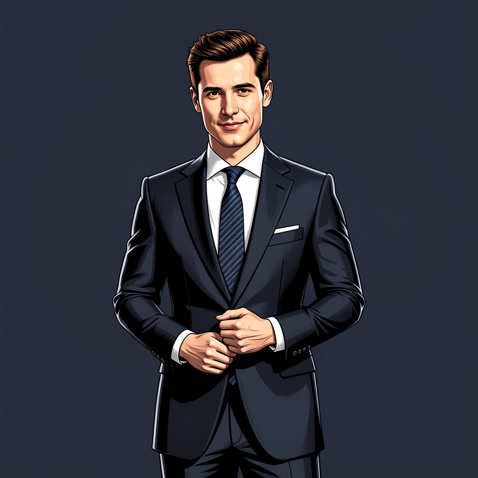 Handsome man in navy suit Handsome man in navy suit