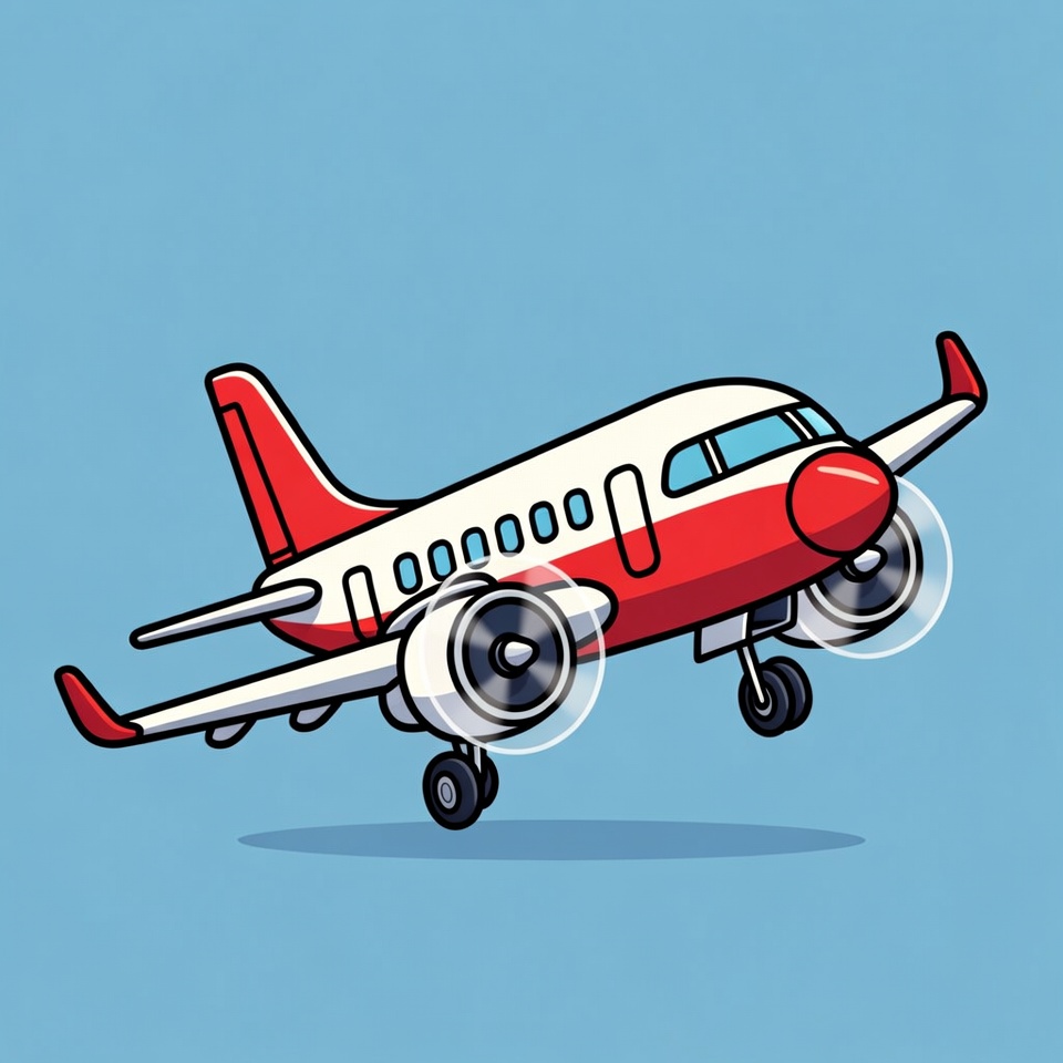 Red and white airplane landing illustration Red and white airplane landing illustration