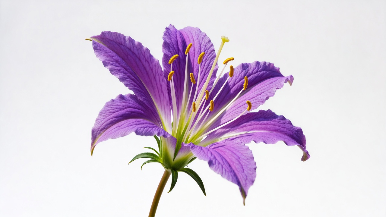 Purple Lily Flower on White Background Purple Lily Flower on White Background