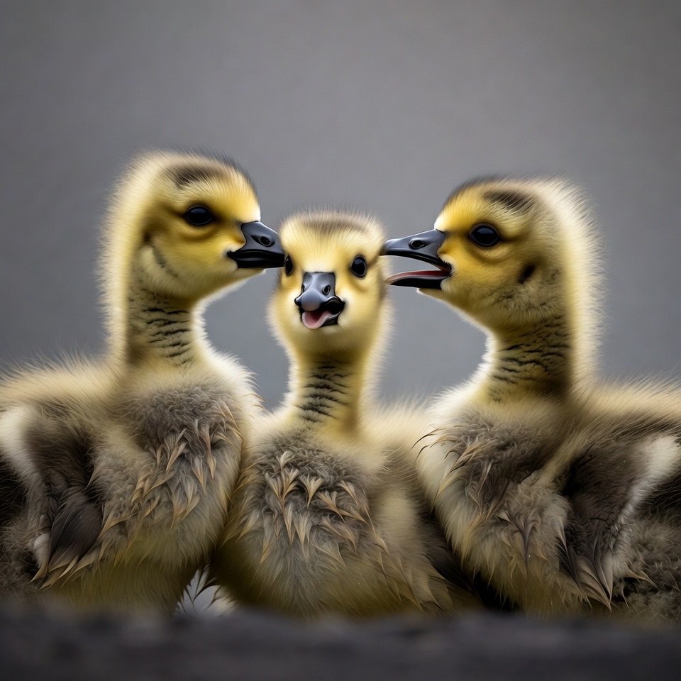 Three Cute Goslings Sticking Tongues Out Three Cute Goslings Sticking Tongues Out
