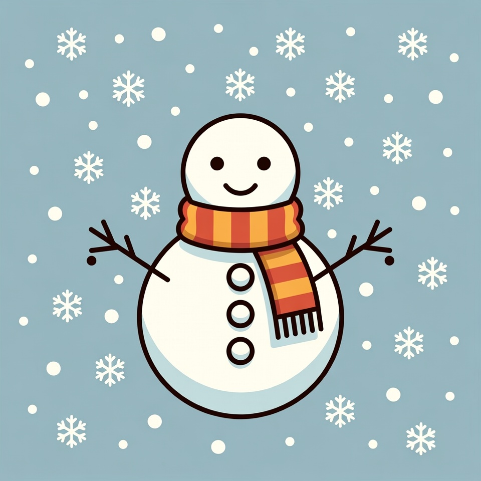 Smiling Snowman with Orange Scarf Smiling Snowman with Orange Scarf