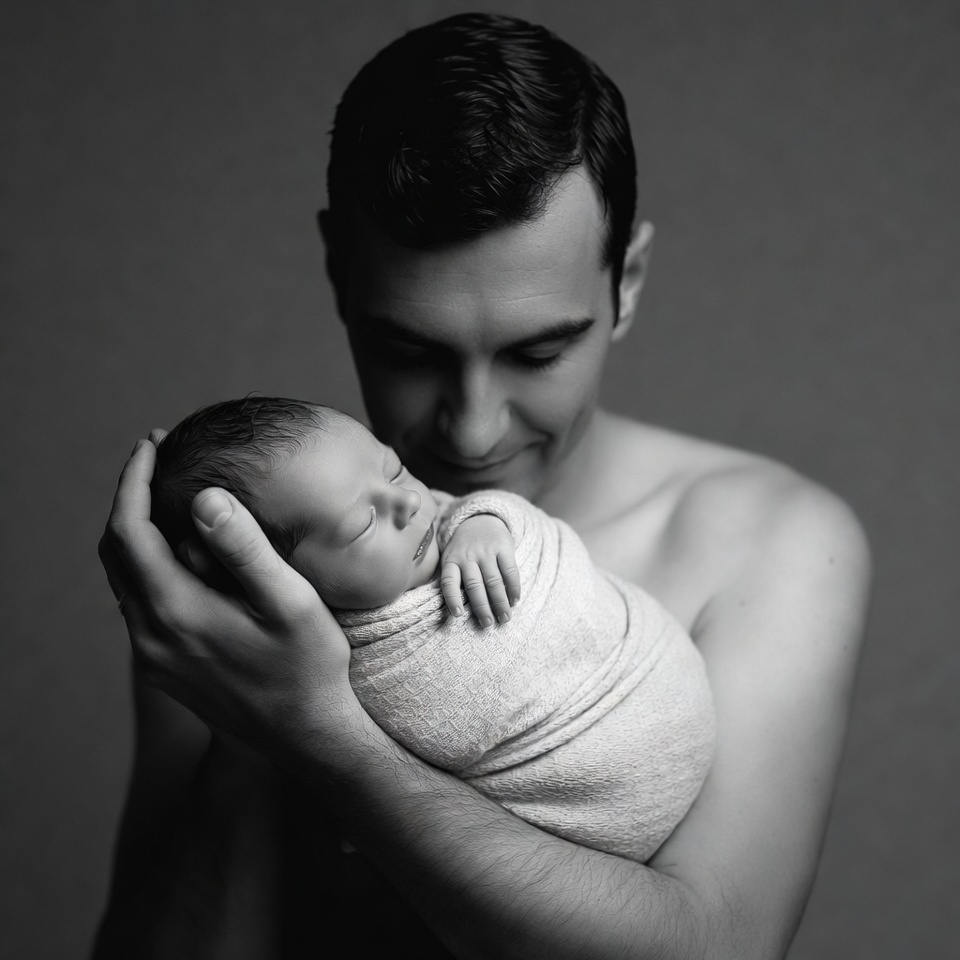 Father holding newborn baby Father holding newborn baby