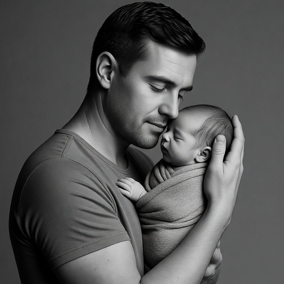 Father holding newborn baby Father holding newborn baby