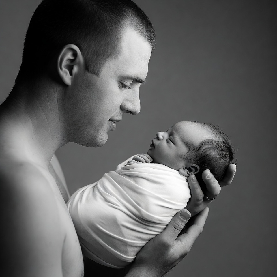 Father holding newborn baby Father holding newborn baby
