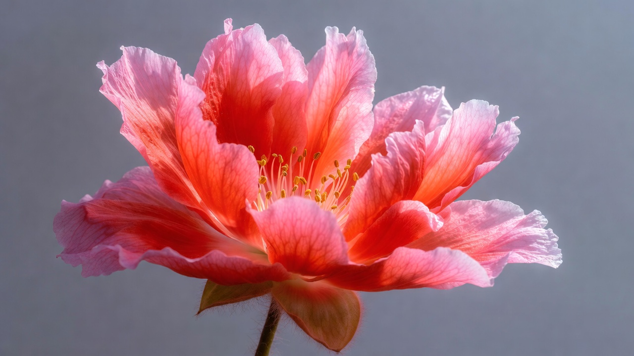 Pink Peony Flower on Gray Background Pink Peony Flower on Gray Background