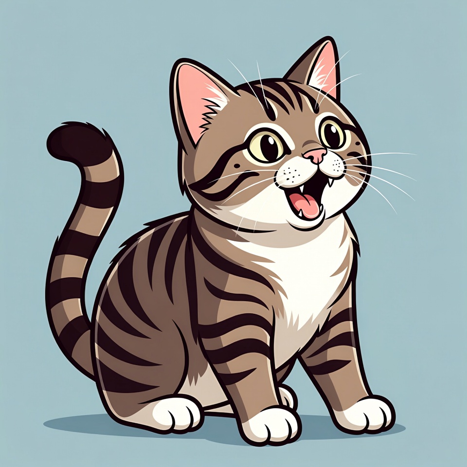 Cartoon tabby kitten meowing Cartoon tabby kitten meowing