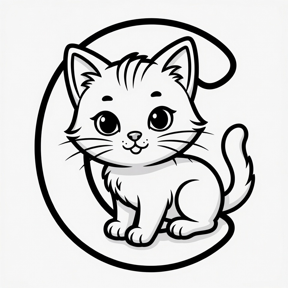 Cute kitten inside letter C Cute kitten inside letter C