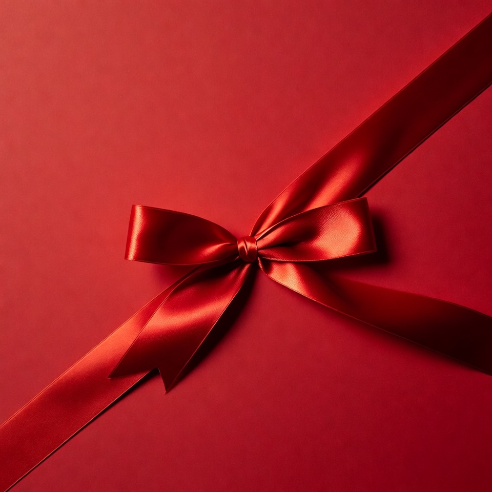 Red Satin Bow on Red Background Red Satin Bow on Red Background