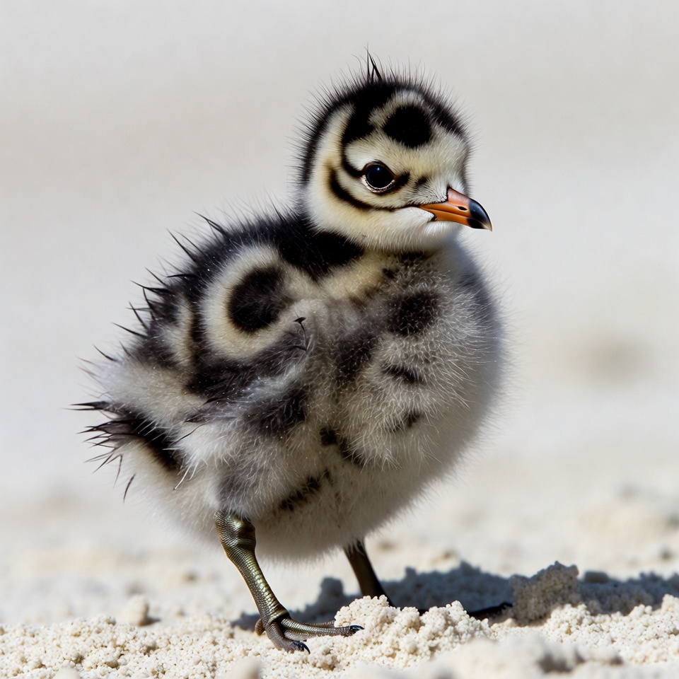 Black Skimmer Chick on Beach Sand Black Skimmer Chick on Beach Sand