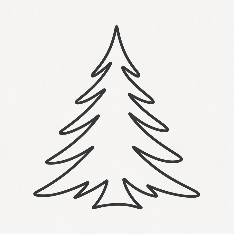 Line drawing Christmas tree Line drawing Christmas tree