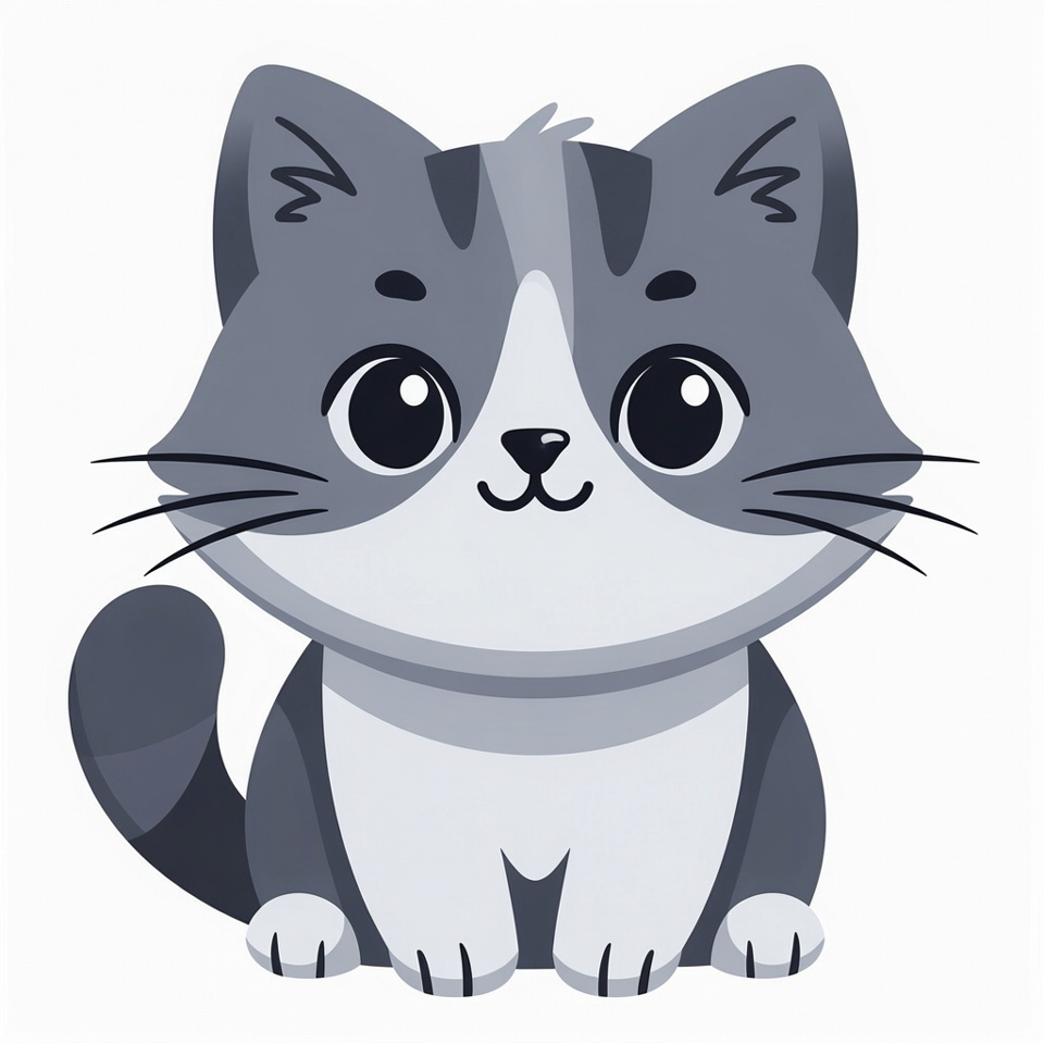 Cute gray tabby kitten illustration Cute gray tabby kitten illustration