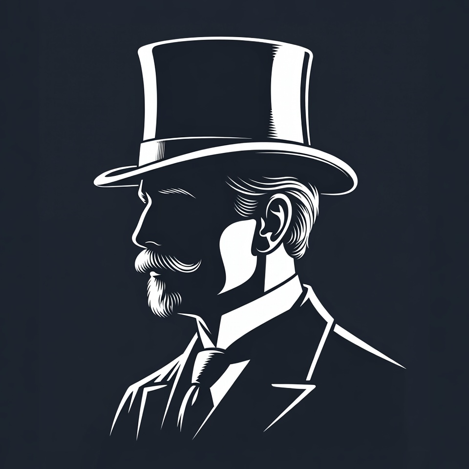 Victorian Gentleman in Top Hat Silhouette Victorian Gentleman in Top Hat Silhouette