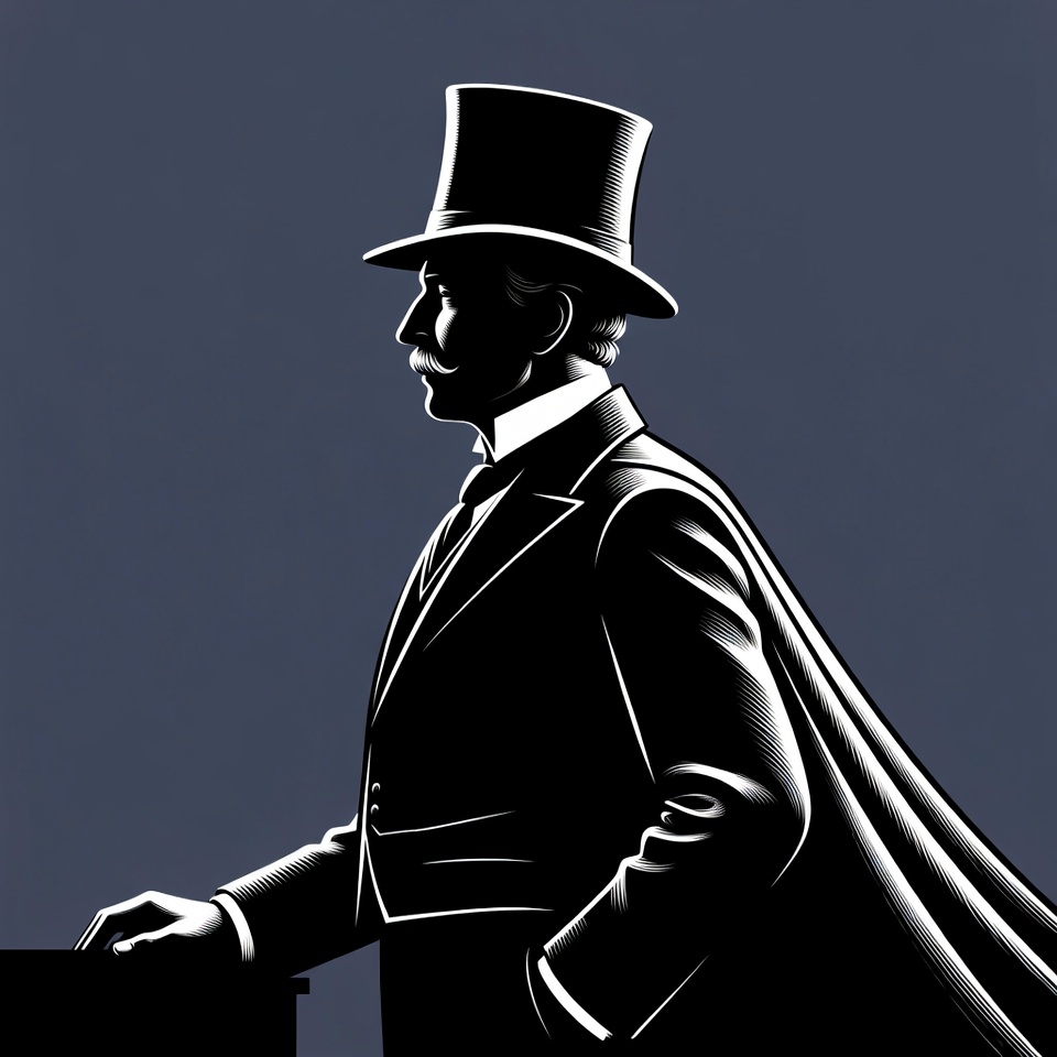 Man in Tuxedo and Top Hat Silhouette Man in Tuxedo and Top Hat Silhouette