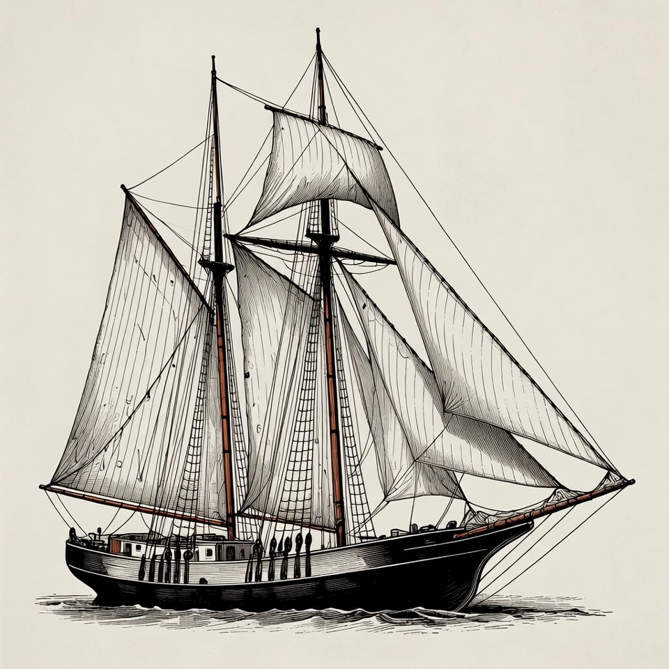 Sailing Ship with Full Sails Sailing Ship with Full Sails