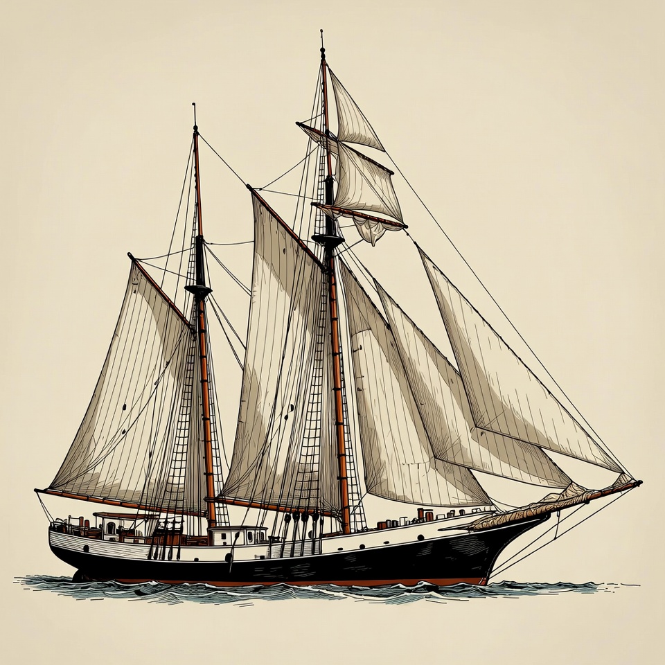 Sailing Ship with Full Sails Sailing Ship with Full Sails