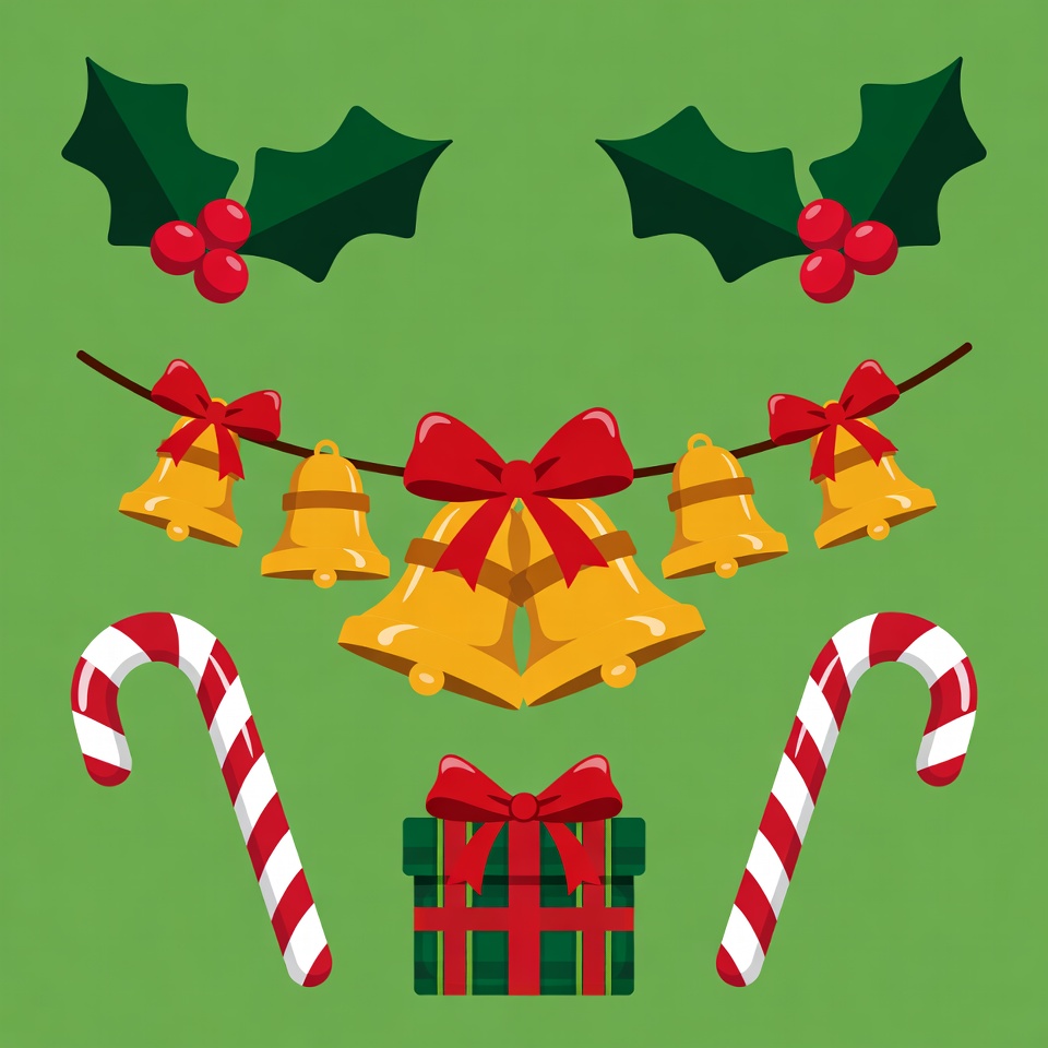 Christmas Holly Bells Candy Canes Gift Christmas Holly Bells Candy Canes Gift