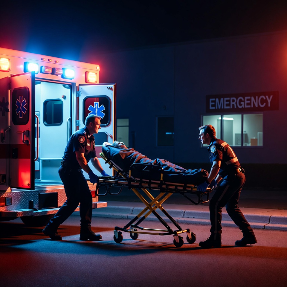 Paramedics Carrying Patient on Stretcher Paramedics Carrying Patient on Stretcher