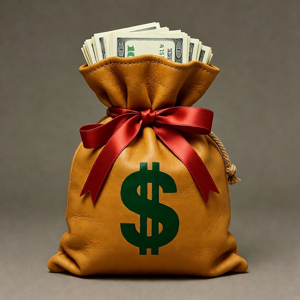 Money Bag with Dollar Bills Money Bag with Dollar Bills