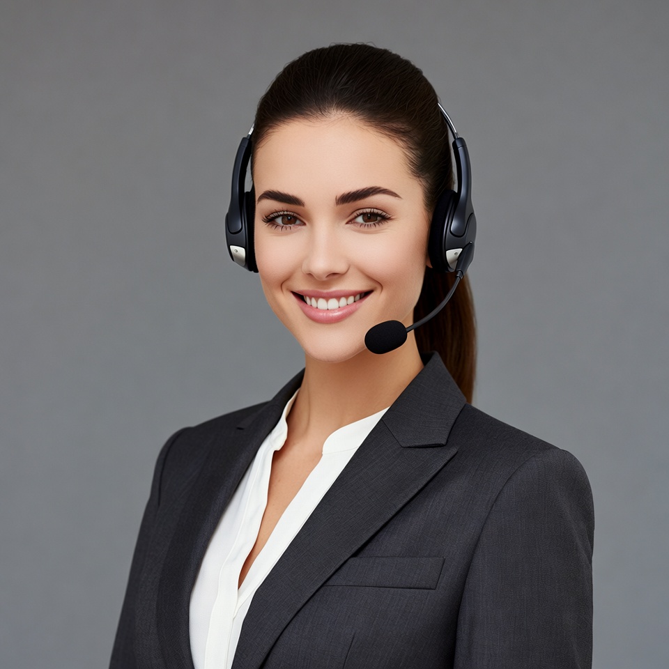 Smiling woman wearing headset Smiling woman wearing headset