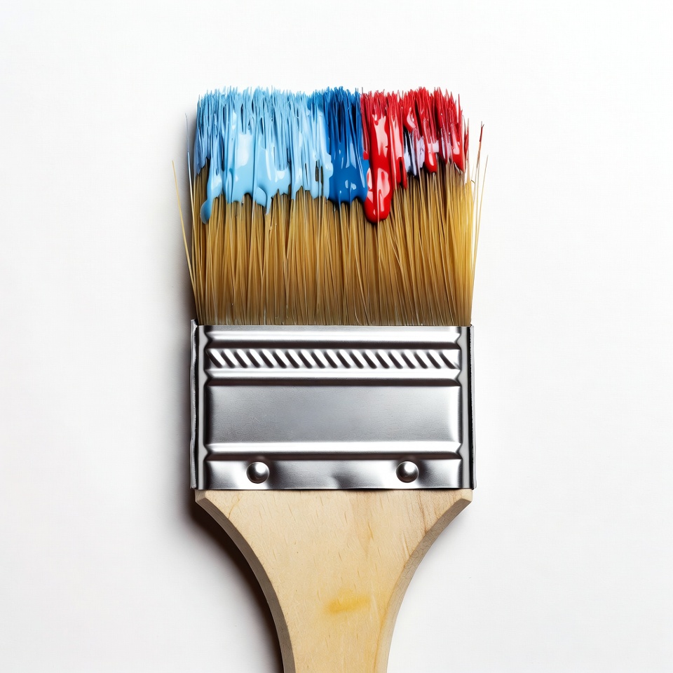 Paintbrush with Blue Red Paint Paintbrush with Blue Red Paint