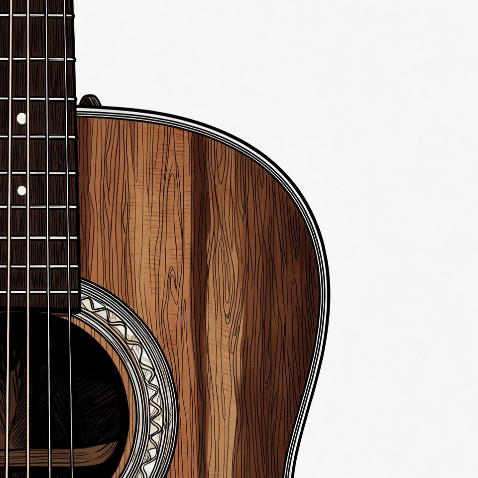 Acoustic Guitar on White Background Acoustic Guitar on White Background