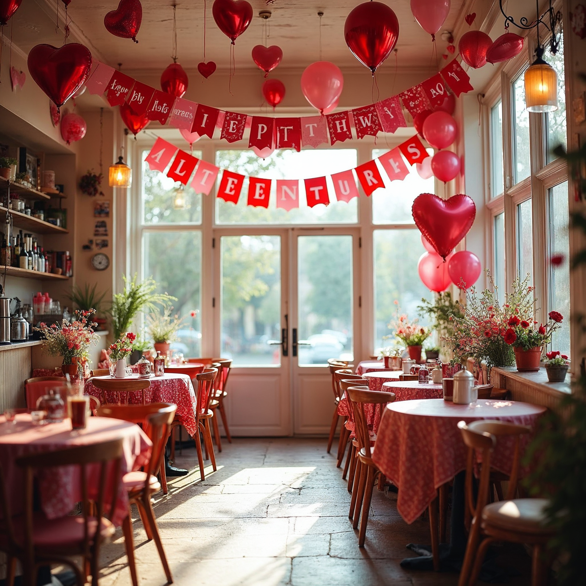 Romantic Valentine's Day Cafe Interior Romantic Valentine's Day Cafe Interior