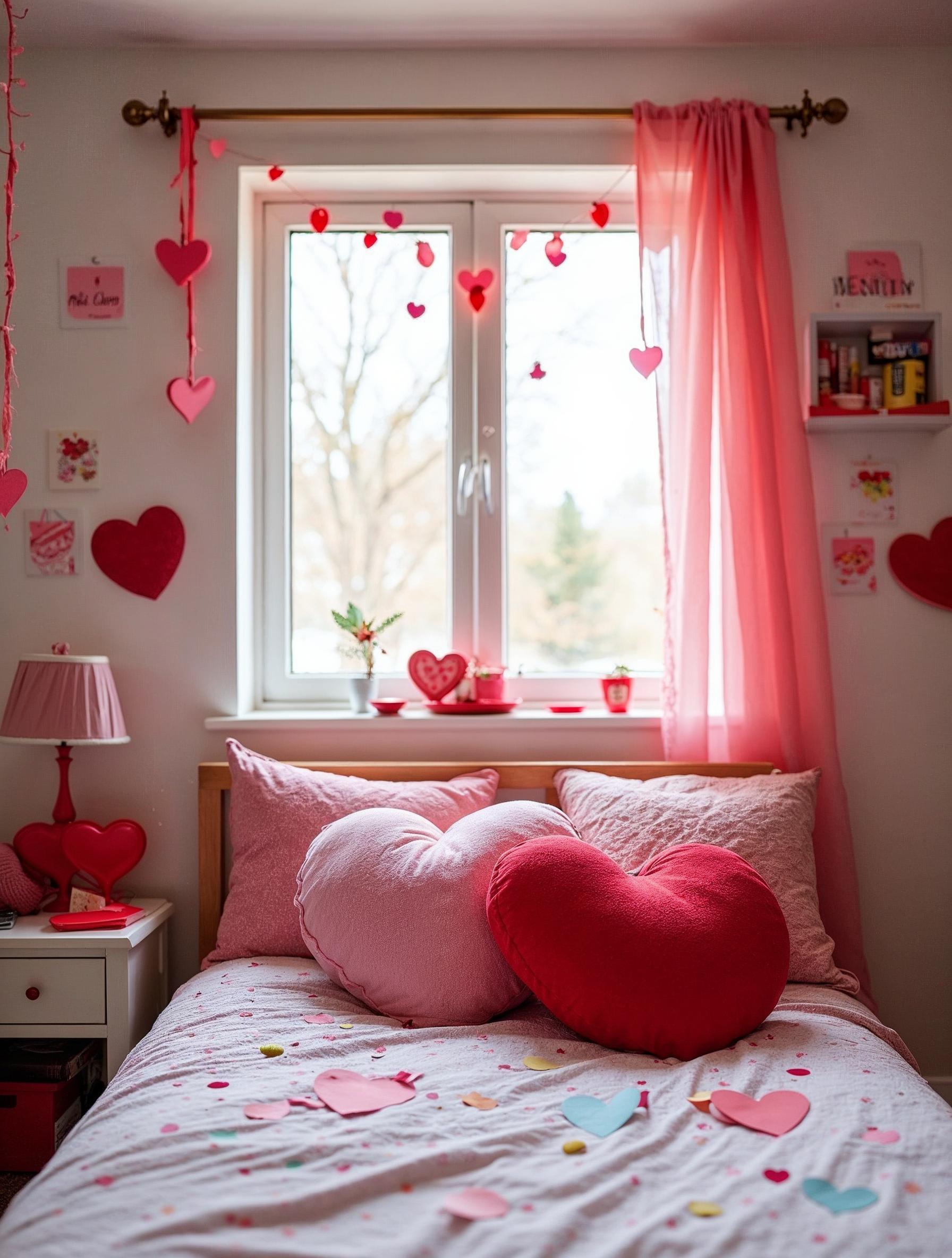 Valentine's Day Bedroom with Heart Decor Valentine's Day Bedroom with Heart Decor