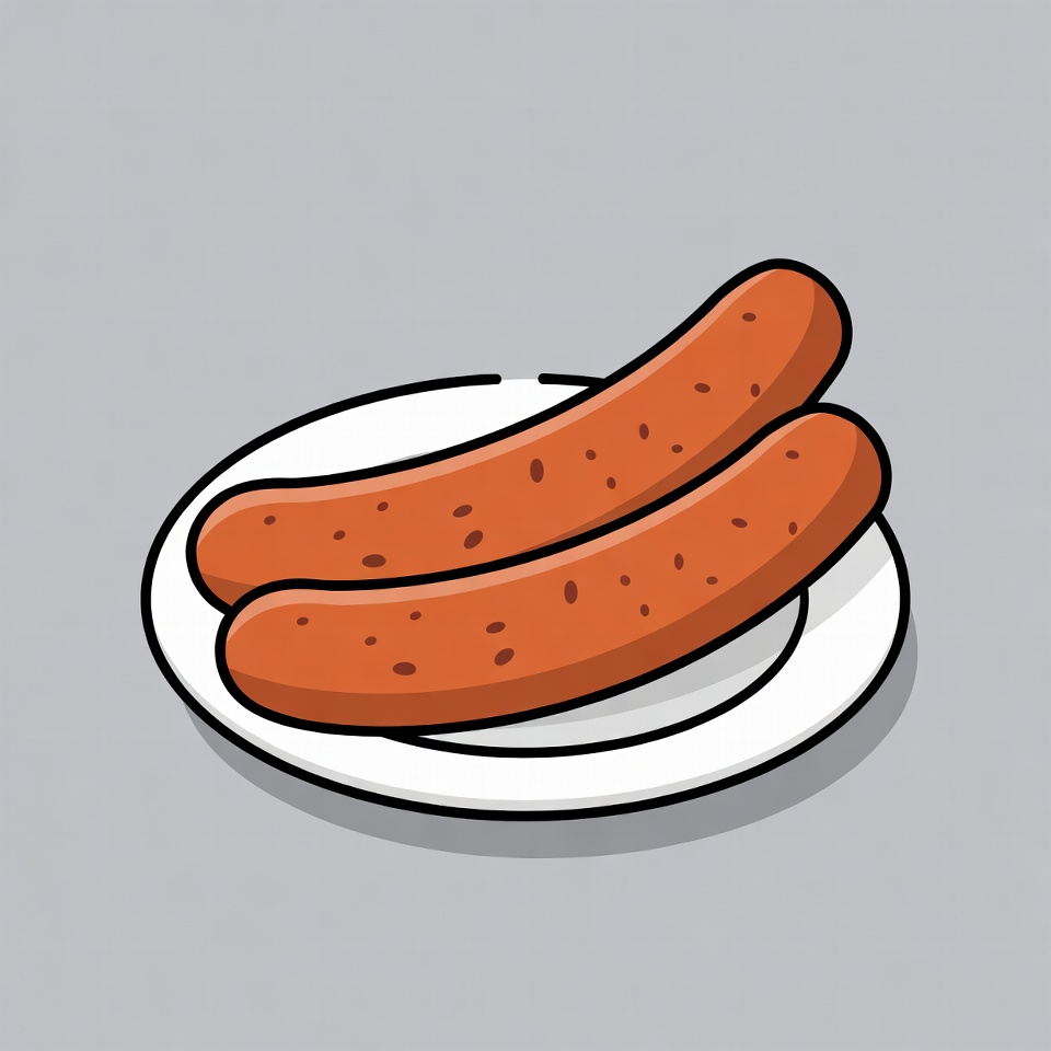 Two Sausages on White Plate Two Sausages on White Plate