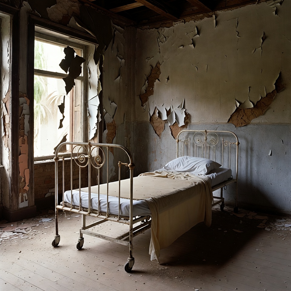 Abandoned Hospital Room with Bed Abandoned Hospital Room with Bed