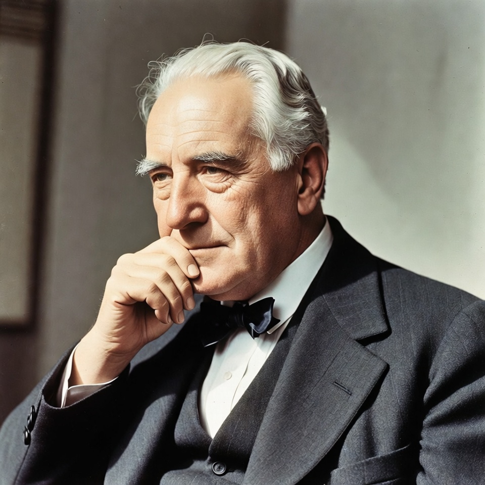 Elderly man in suit with hand on chin Elderly man in suit with hand on chin