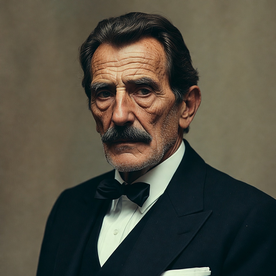 Elderly man in tuxedo with mustache Elderly man in tuxedo with mustache