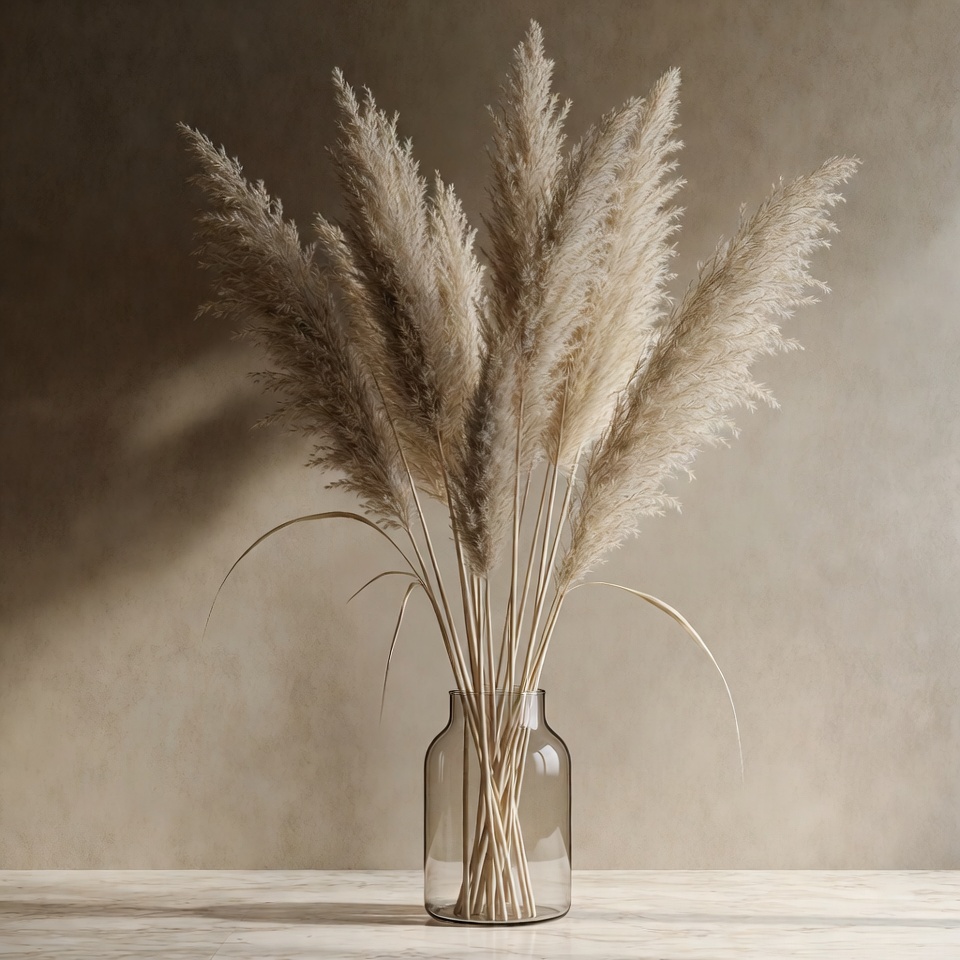 Pampas Grass Bouquet in Glass Vase Pampas Grass Bouquet in Glass Vase