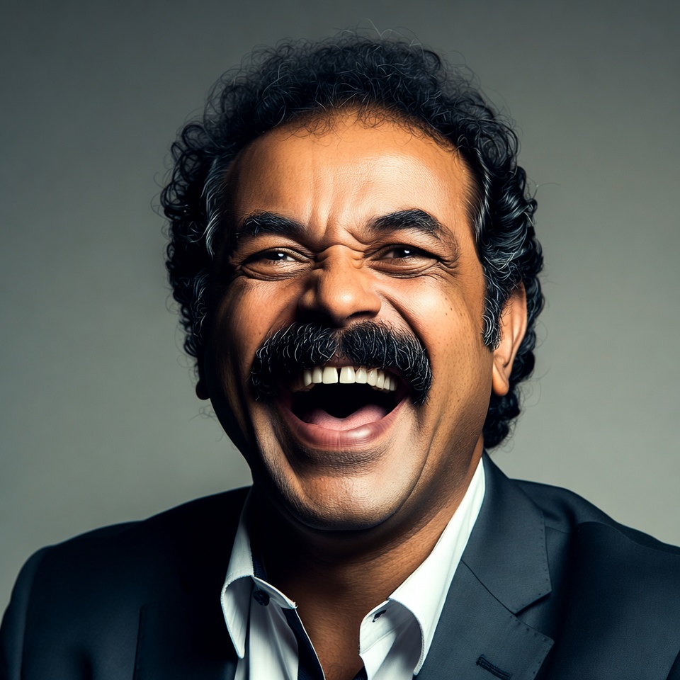 Indian man laughing in suit Indian man laughing in suit