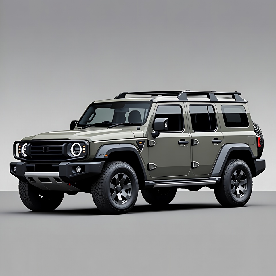 Green 4-door off-road SUV Green 4-door off-road SUV