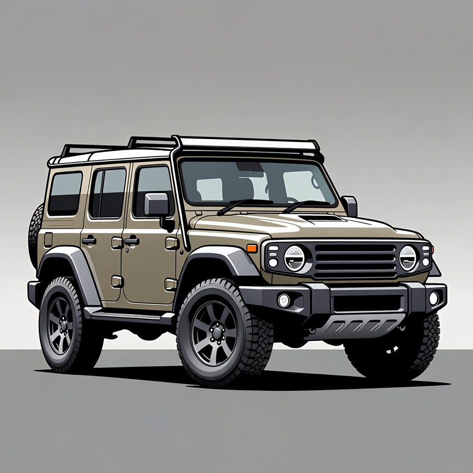 Tan Jeep Wrangler illustration Tan Jeep Wrangler illustration