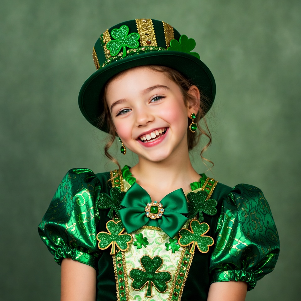 Girl in green St. Patrick's Day hat Girl in green St. Patrick's Day hat
