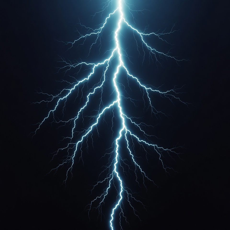 Bright Lightning Bolt Striking Dark Sky Bright Lightning Bolt Striking Dark Sky